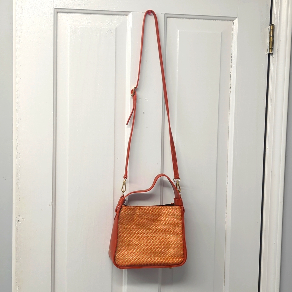 Anna Paola Orange Weave Crossbody or Handbag Purse NWOT